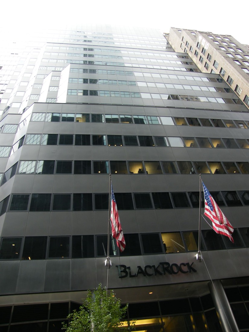 BlackRock's headquarters building in New York, home of the IBIT bitcoin ETF and the BUIDL tokenised fund