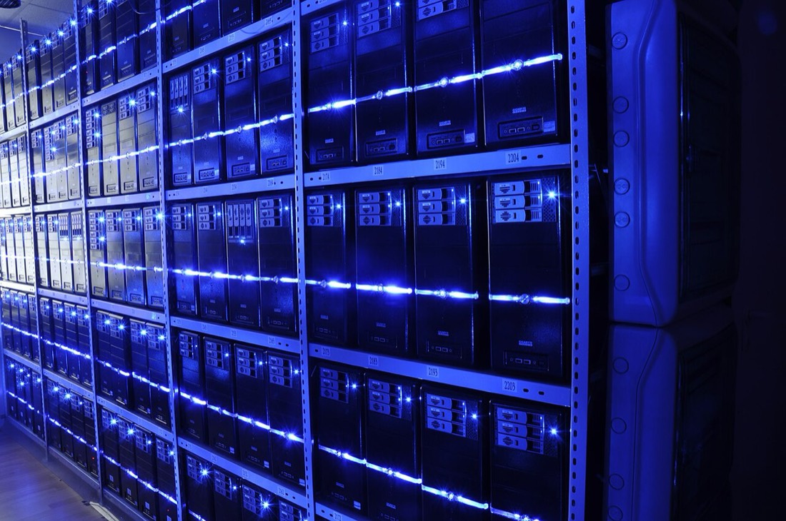 Server racks in a data centre, the physical infrastructure behind India's data centre capacity expansion