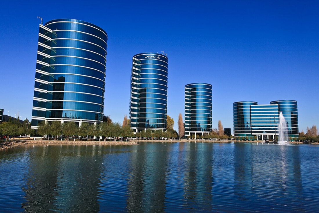 Oracle Corporation's headquarters towers at Redwood Shores, California