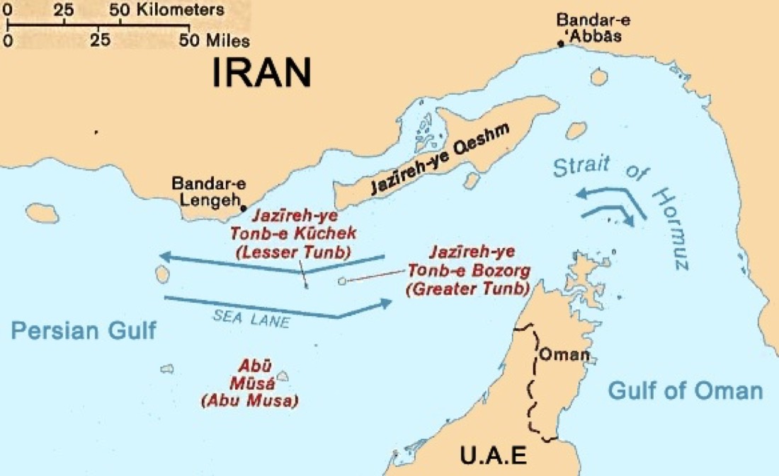 Satellite view of the Strait of Hormuz, the inbound gate for the crude oil India imports from the Gulf